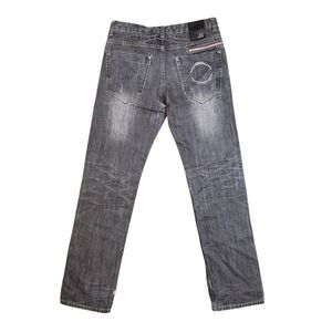 Vintage Designer Y2K 00s Sylish Gray Denim Straight-Leg Jeans Zippers Baggy